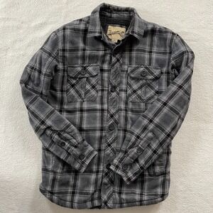 Roebuck & Co Mens Shirt Jacket S Grey Plaid Sherpa Lined Flannel 4894263091662